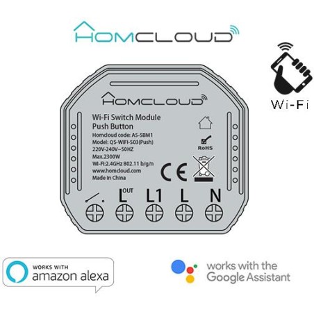 Interruttore Relè WiFi Mini Controllo Luce incasso Compatibile Alexa e  Google Modulo Smart